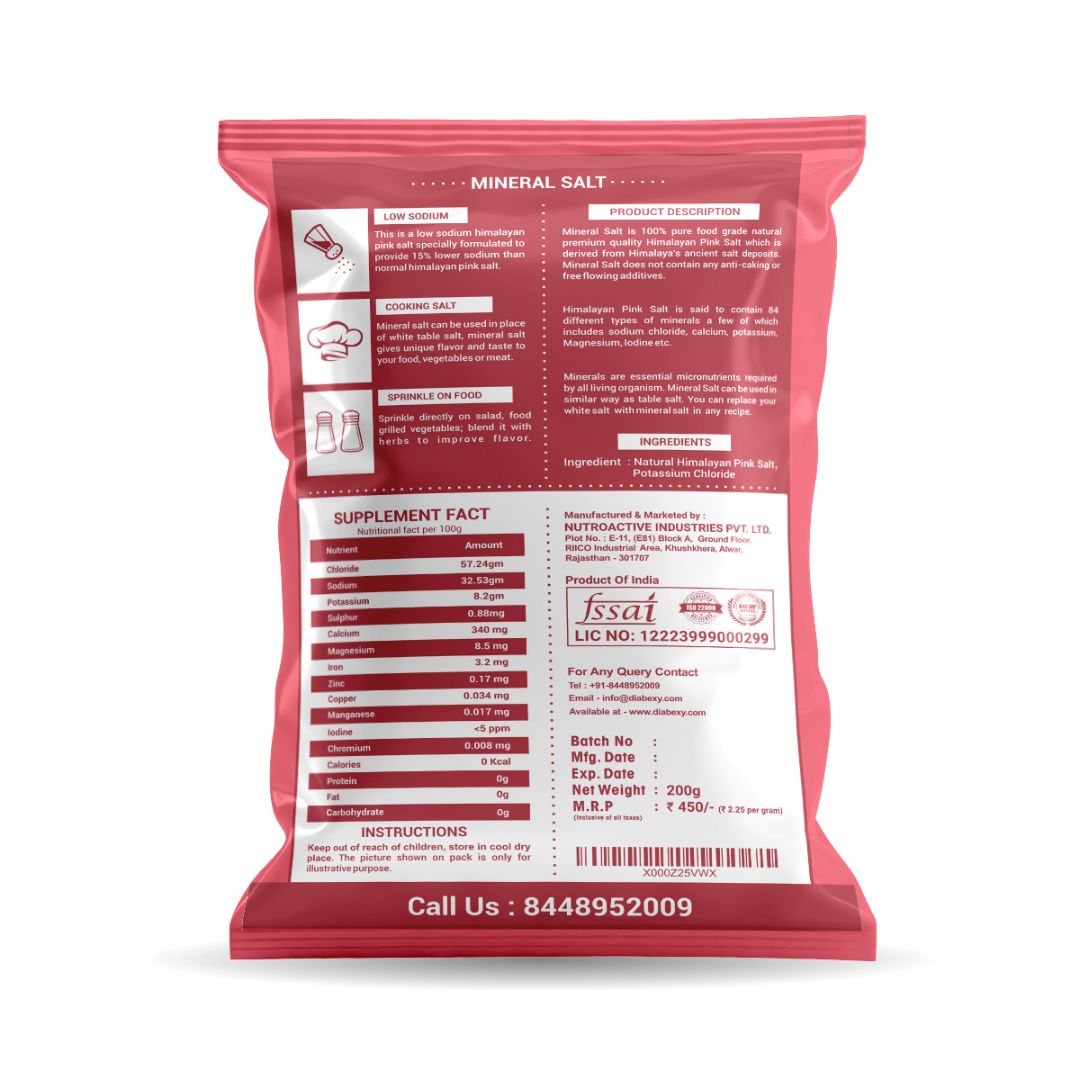 NutroActive MineralSalt Low Sodium Himalayan Rock Pink Salt Extra Fine Grain 200g