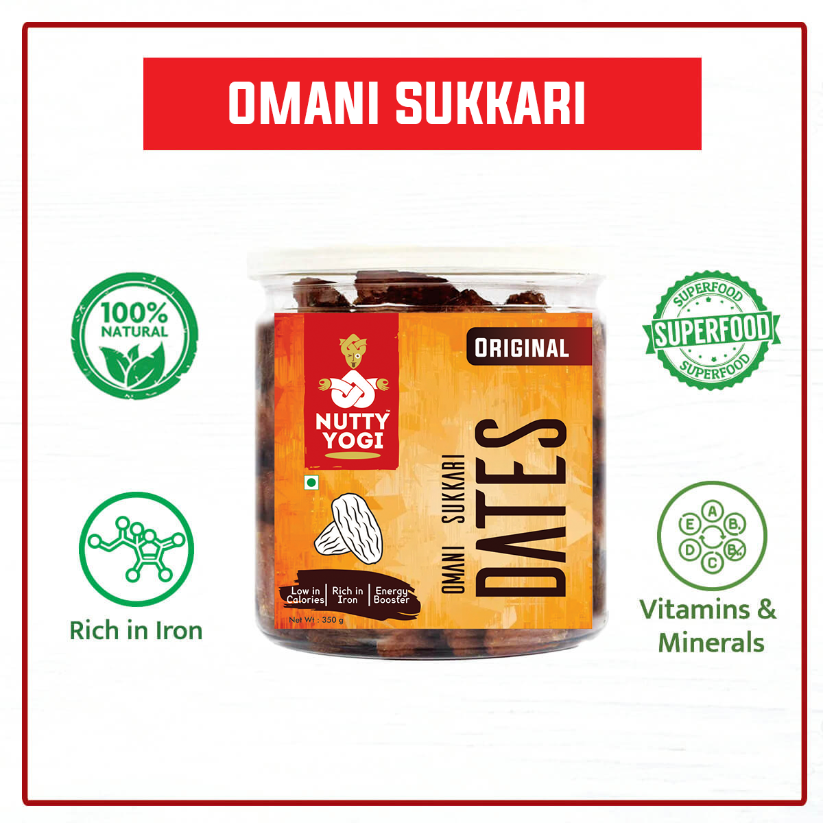 Nutty Yogi Omani Sukkari Dates 350 gm