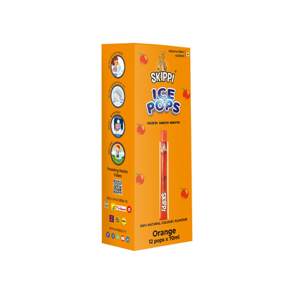Orange Flavor Skippi Natural Ice Pop, Pack of 12 Ice Pops