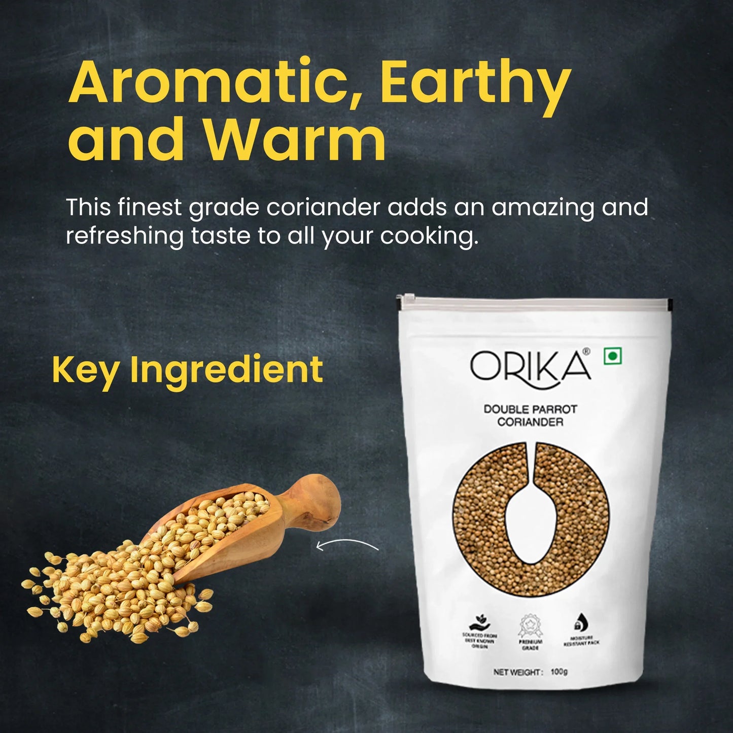 Orika's 'Double Parrot' Coriander Whole, 100g