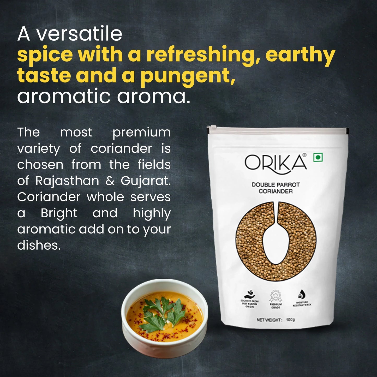 Orika's 'Double Parrot' Coriander Whole, 100g