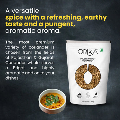 Orika's 'Double Parrot' Coriander Whole, 100g