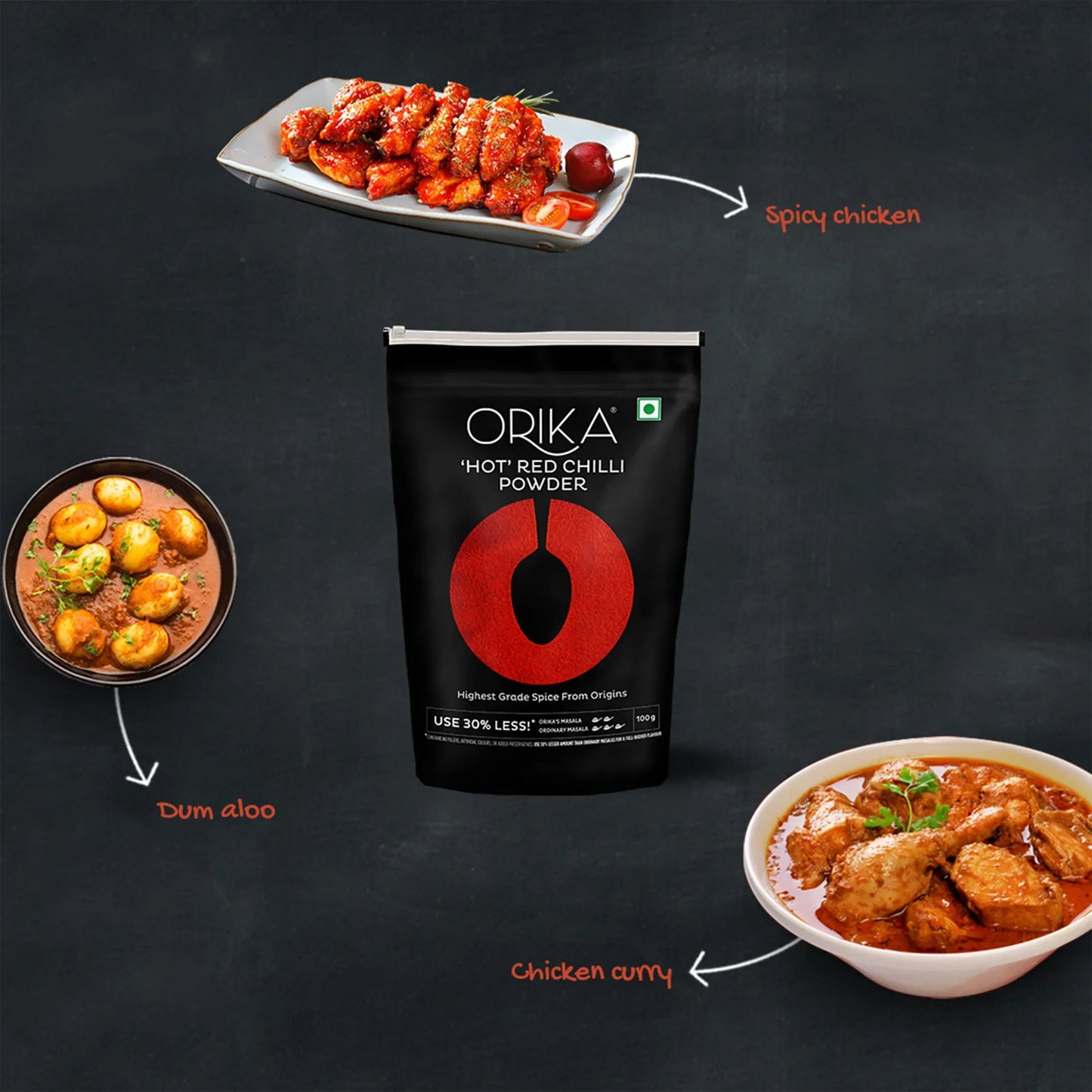 Orika Hot Red Chilli Powder (100 gm, 200gm, 500gm)