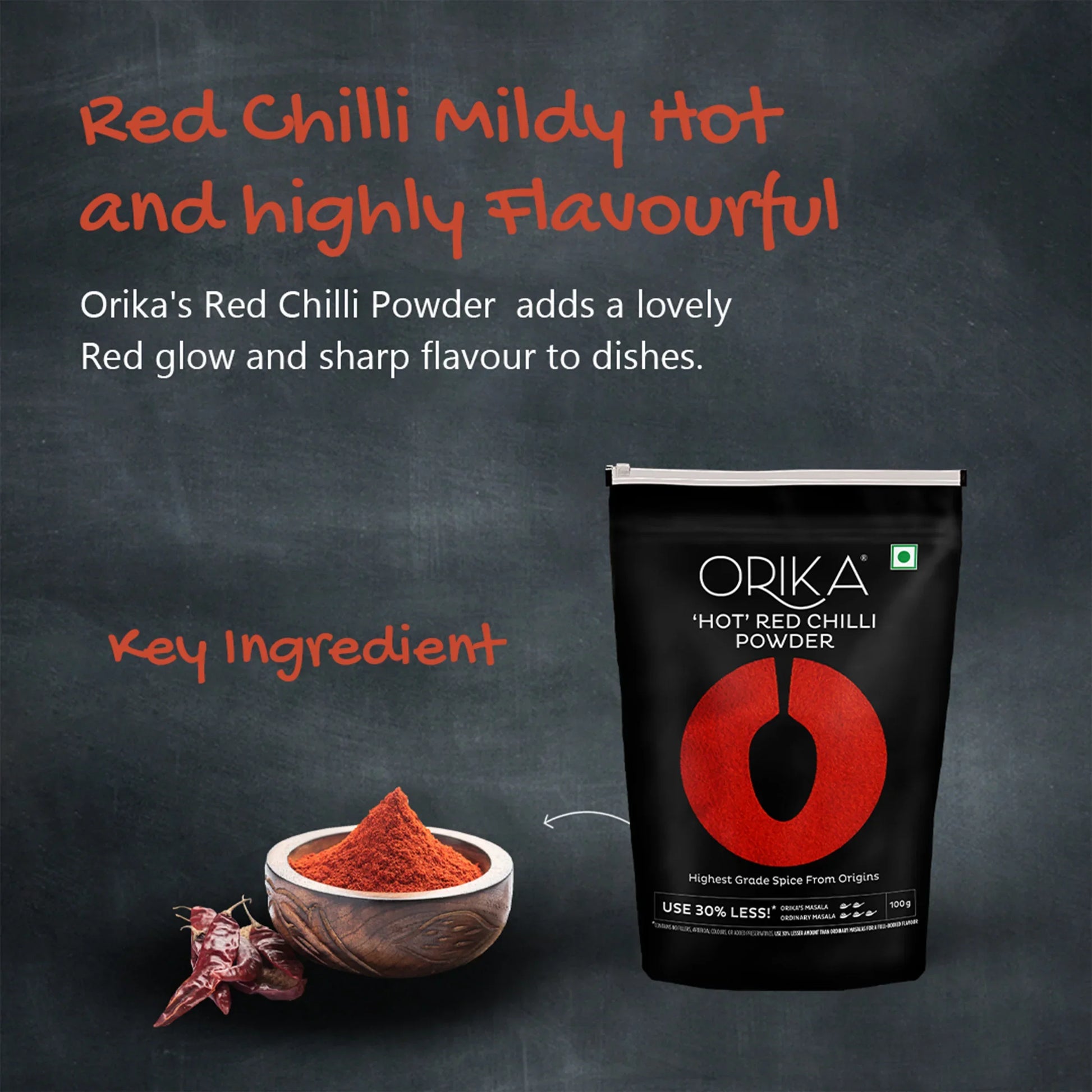Orika Hot Red Chilli Powder (100 gm, 200gm, 500gm)