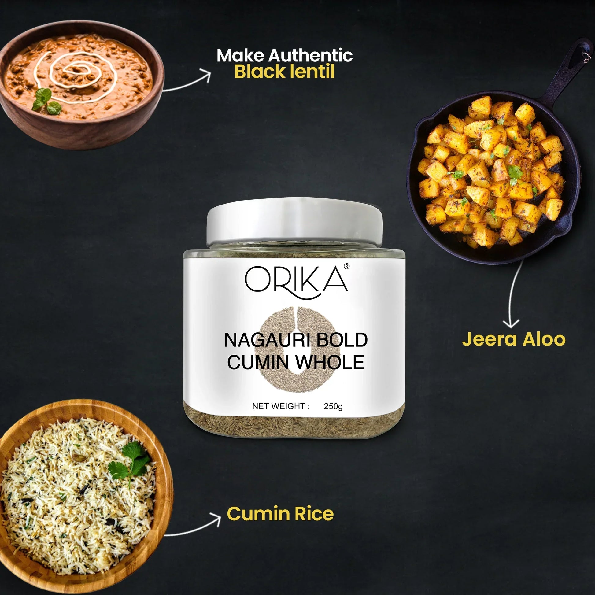 Orika Nagauri Bold Cumin Whole Combo, Pack of 2, 250gm/each