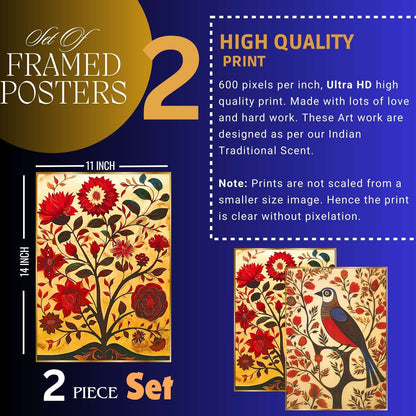 Set of Two Wall Paintings for Wall Dacoration Golden Framed Wall Paintings for Living Room &amp; Bedroom Wall Art for Home Decoration &amp; Office Wall Décor (14×11 inch CH-GD2-13)