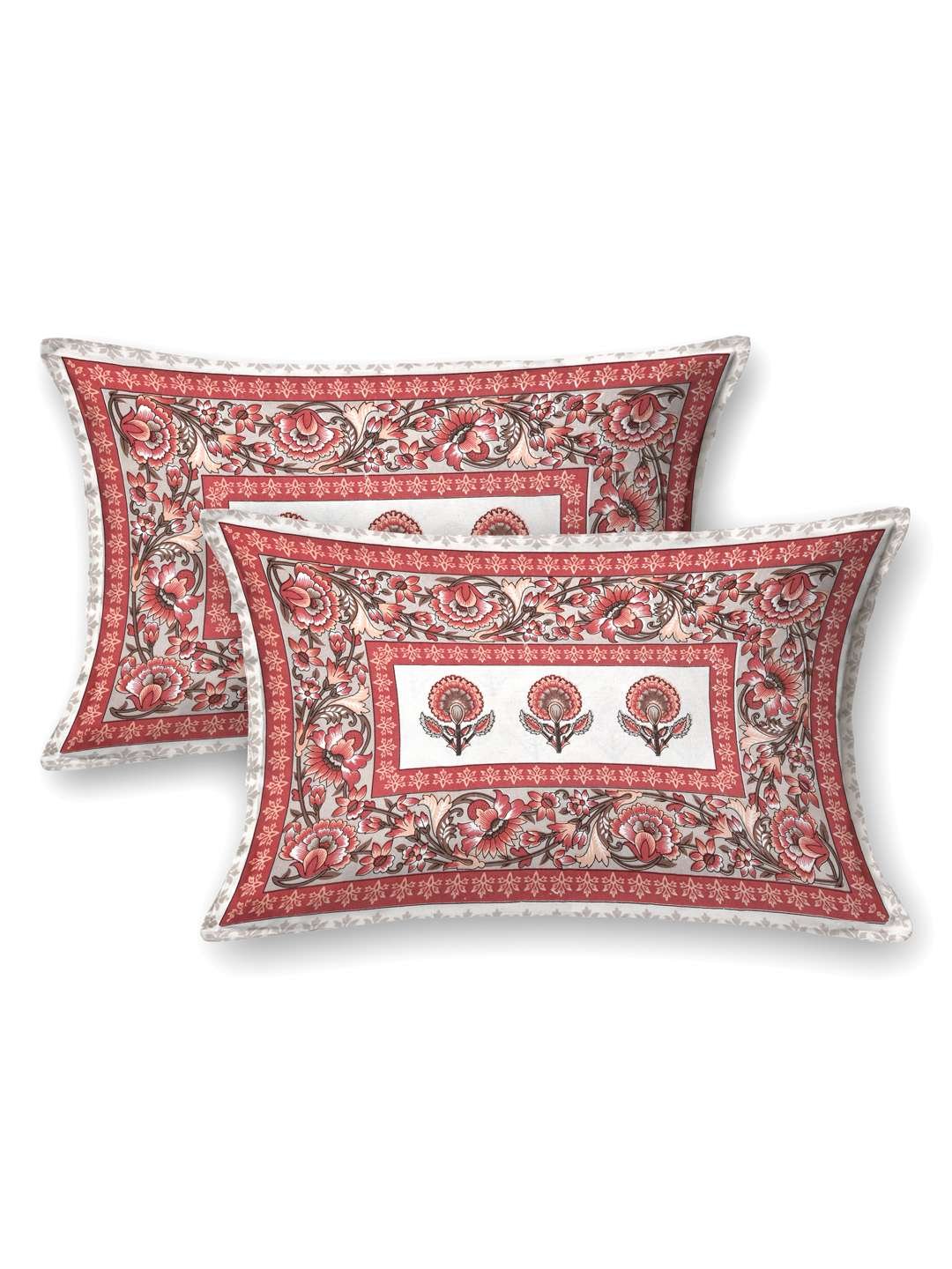 100% Pure Cotton Traditional Printed Bedsheet for Double Bed King Size Bedsheet with 2 Pillow Covers