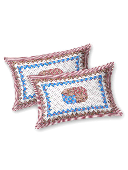 100% Pure Cotton Traditional Printed Bedsheet for Double Bed King Size Bedsheet with 2 Pillow Covers