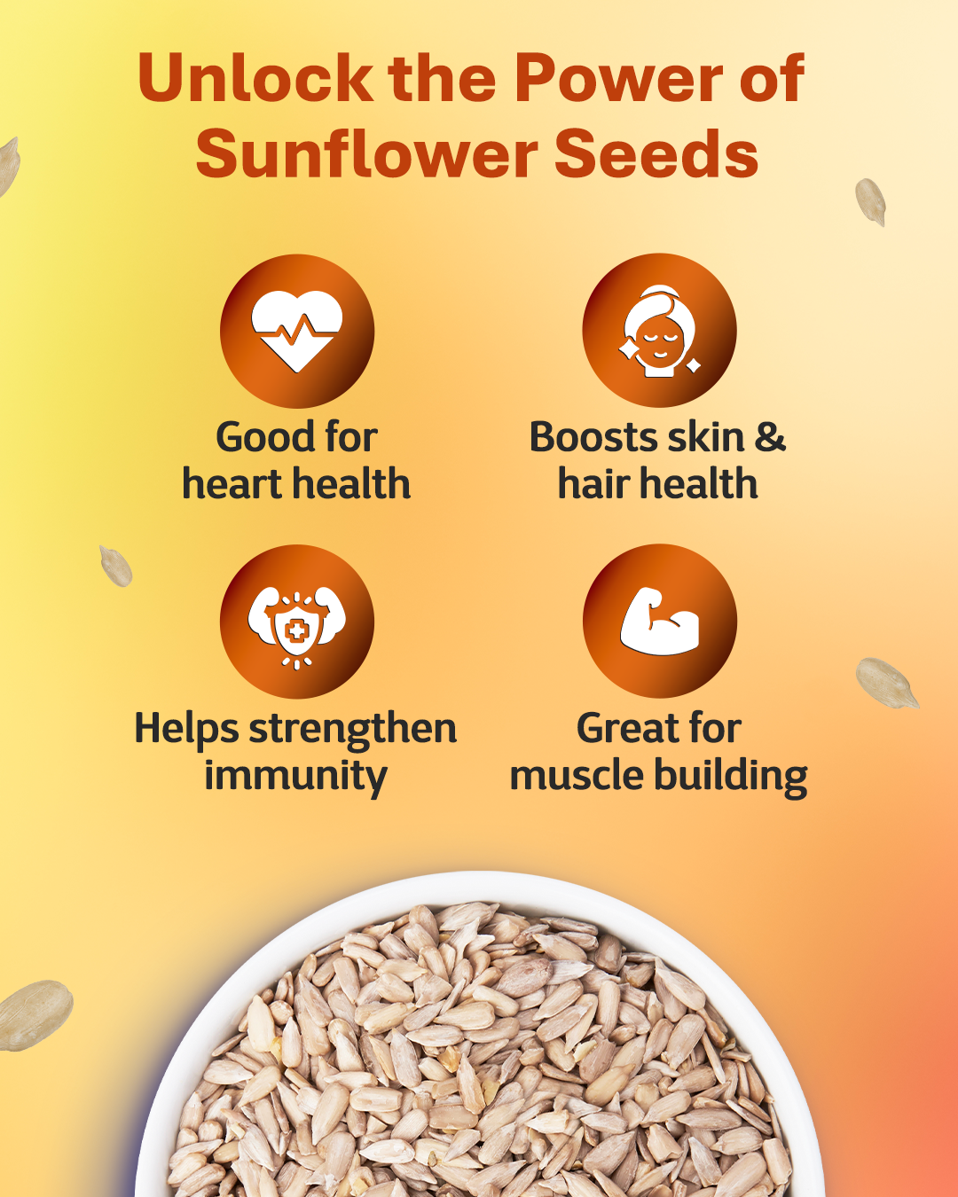 Raw Sunflower Seeds 500g - Good for Skin Health (Contains 25g Protein)