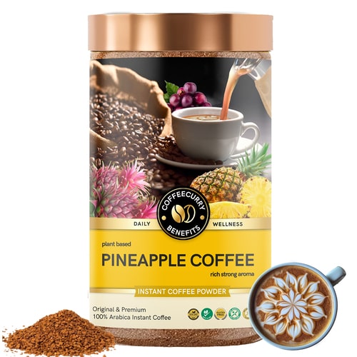 Pineapple Instant Coffee Powder - Arabica Freeze Dried Coffee for Instant Hot & Cold Coffee