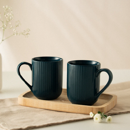 Borosil Porcelia Flute Mug Rose Set of 2 (350ml×2)