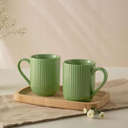 Borosil Porcelia Flute Mug Rose Set of 2 (350ml×2)
