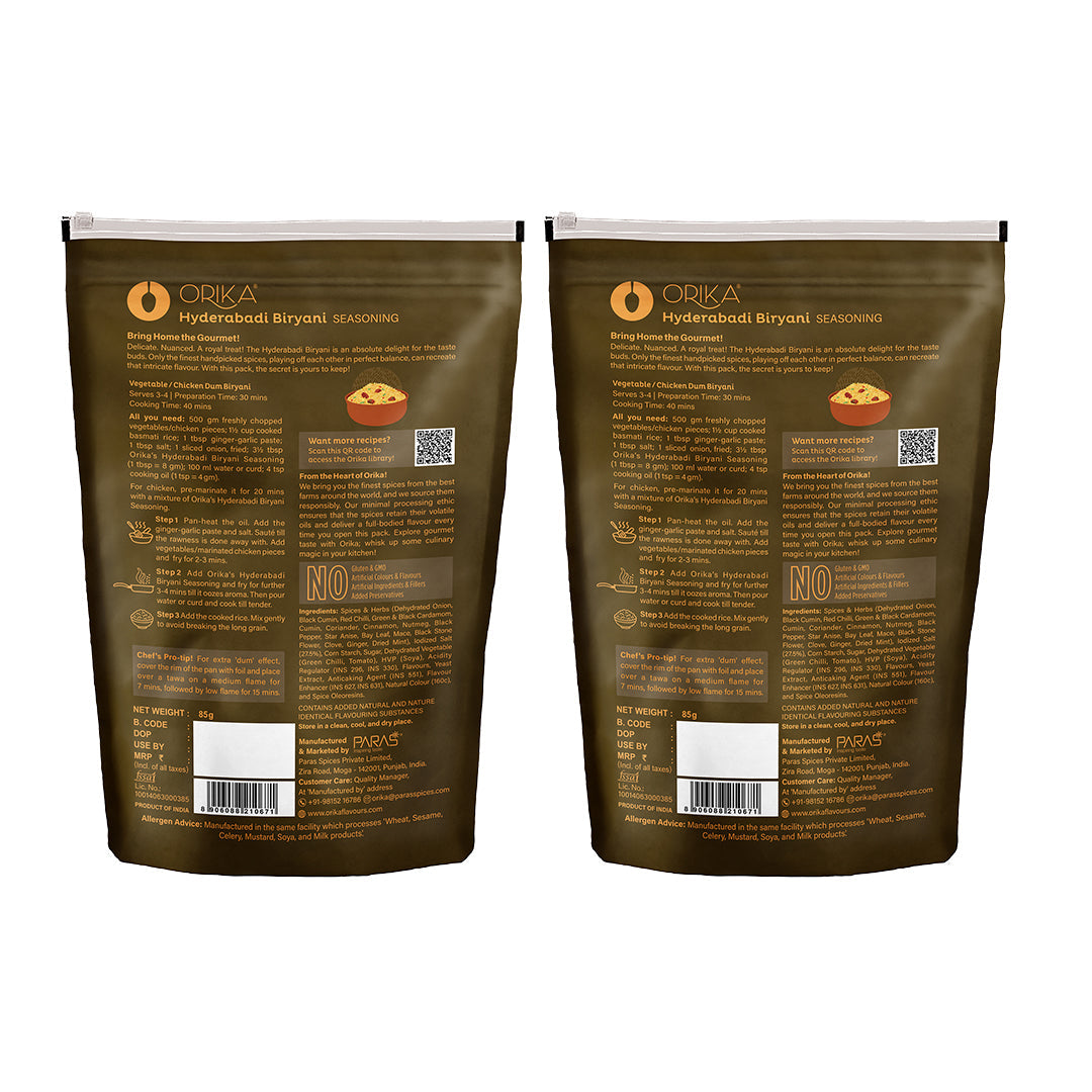 Orika Hyderabadi Biryani, Pack of 2, 85g/each