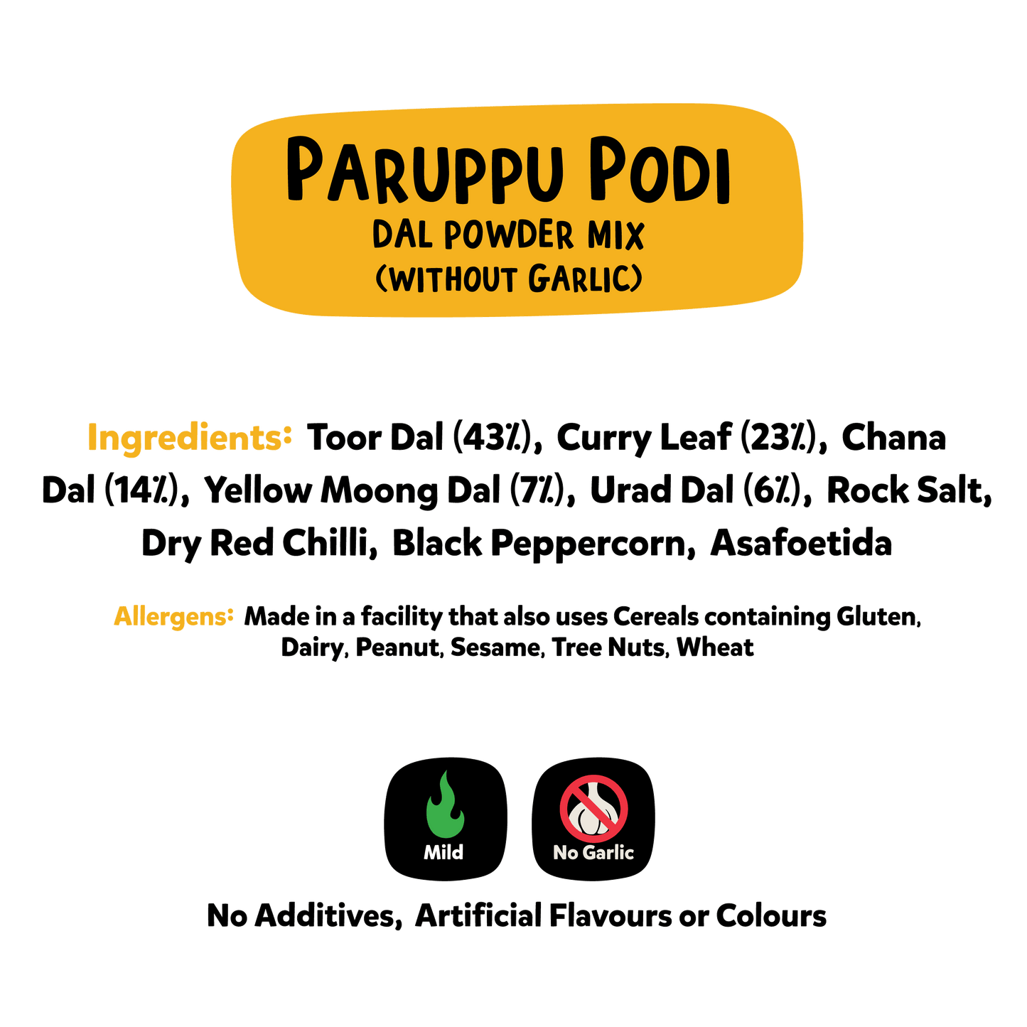 Paruppu Podi (WITHOUT GARLIC) | Dal Mix for Rice
