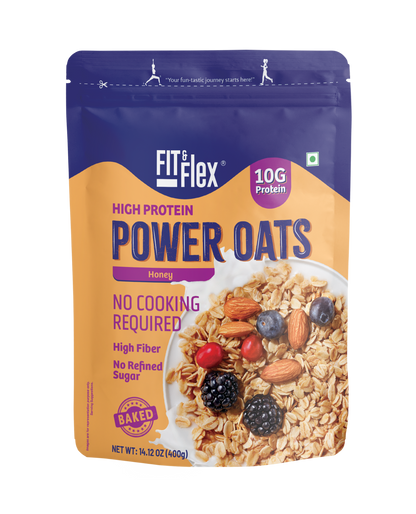Power Oats | Honey Flavor | No Cooking Required - Ready To Eat | Zero Added Sugar