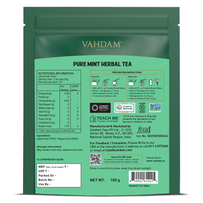 Pure Mint Herbal Tea Tisane, 50 Count