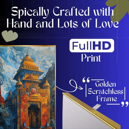 Set of Three Wall Paintings for Wall Dacoration Golden Framed Wall Paintings for Living Room & Bedroom Wall Art for Home Decoration & Office Wall Décor (18×12 inch CH-GD3-8)