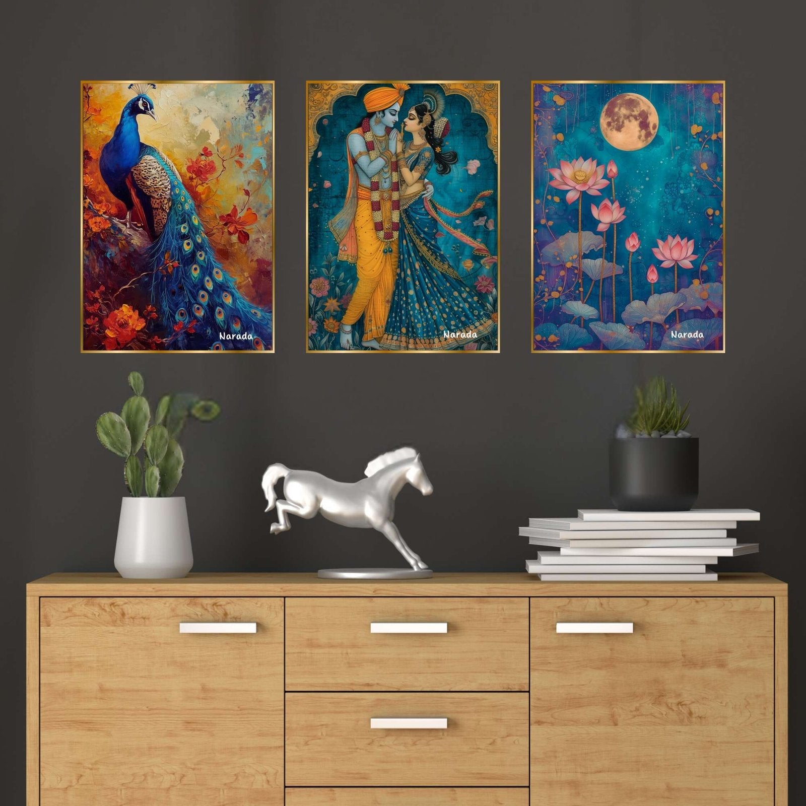 Set of Three Wall Paintings for Wall Dacoration Golden Framed Wall Paintings for Living Room &amp; Bedroom Wall Art for Home Decoration &amp; Office Wall Décor (24×18 inch CH-GD3-12)