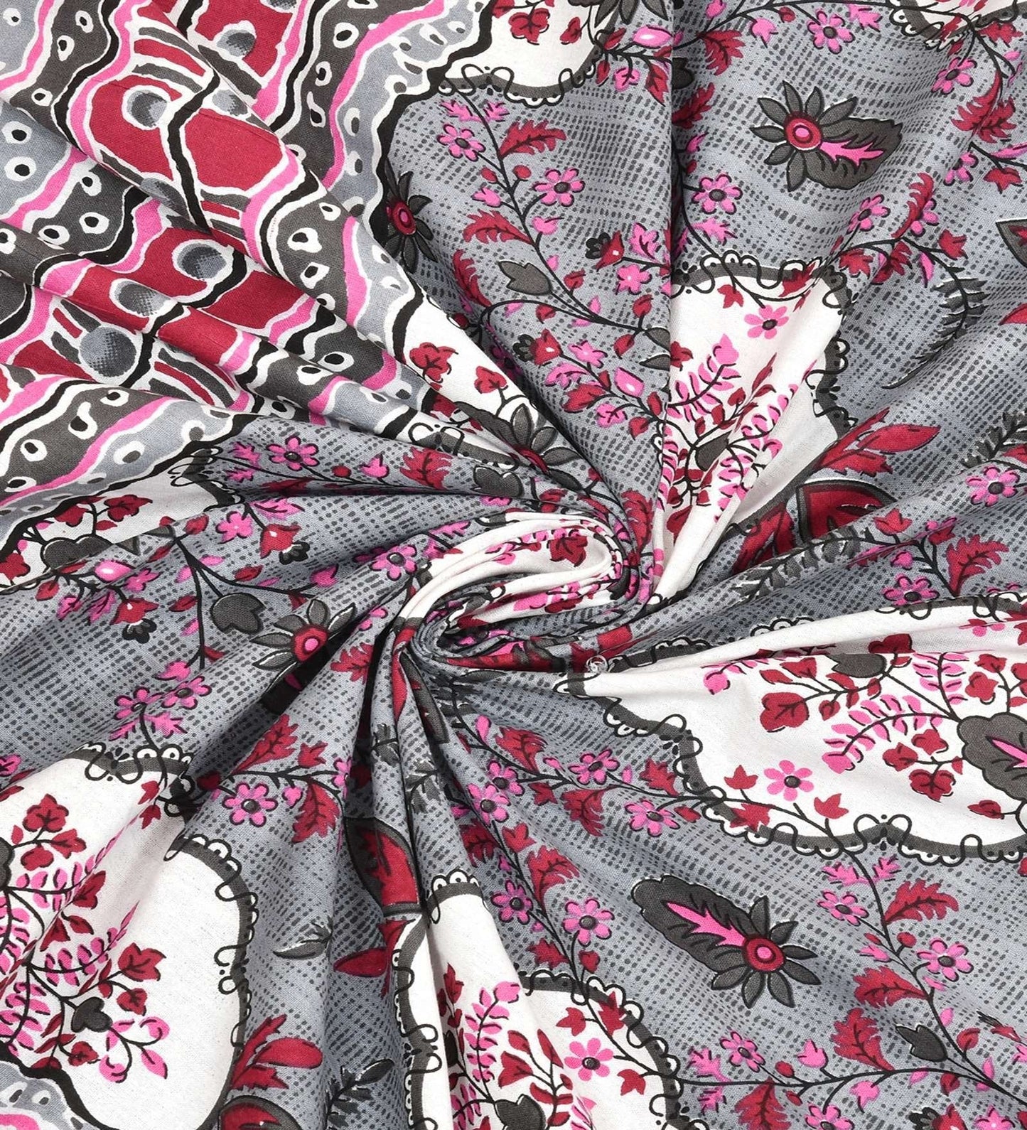 100% Pure Cotton Traditional Printed Bedsheet for Double Bed King Size Bedsheet with 2 Pillow Covers