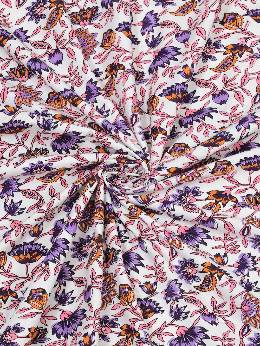 100% Pure Cotton Traditional Printed Bedsheet for Double Bed King Size Bedsheet with 2 Pillow Covers