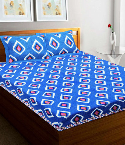 100% Pure Cotton Traditional Printed Bedsheet for Double Bed King Size Bedsheet with 2 Pillow Covers