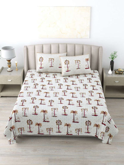 100% Pure Cotton Traditional Printed Bedsheet for Double Bed King Size Bedsheet with 2 Pillow Covers