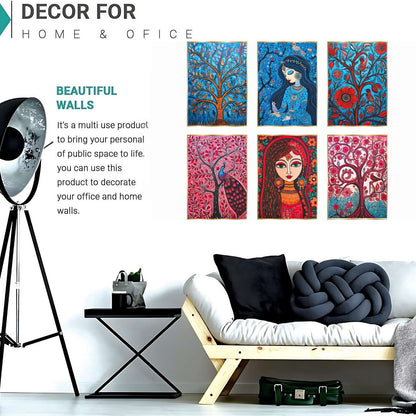 Set of Six Wall Paintings for Wall Dacoration Golden Framed Wall Paintings for Living Room & Bedroom Wall Art for Home Decoration & Office Wall Décor (17×13 inch CH-GD6-1)