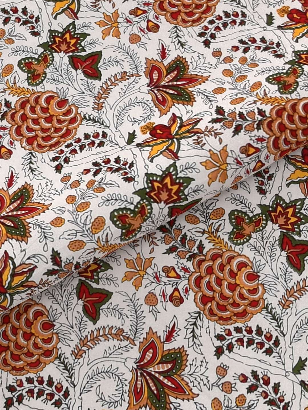 100% Pure Cotton Traditional Printed Bedsheet for Double Bed King Size Bedsheet with 2 Pillow Covers