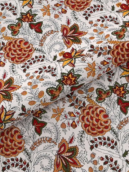 100% Pure Cotton Traditional Printed Bedsheet for Double Bed King Size Bedsheet with 2 Pillow Covers