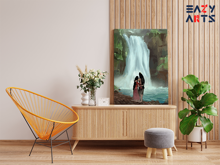Shiva and Parvati by the Waterfall Paint by Numbers Kit