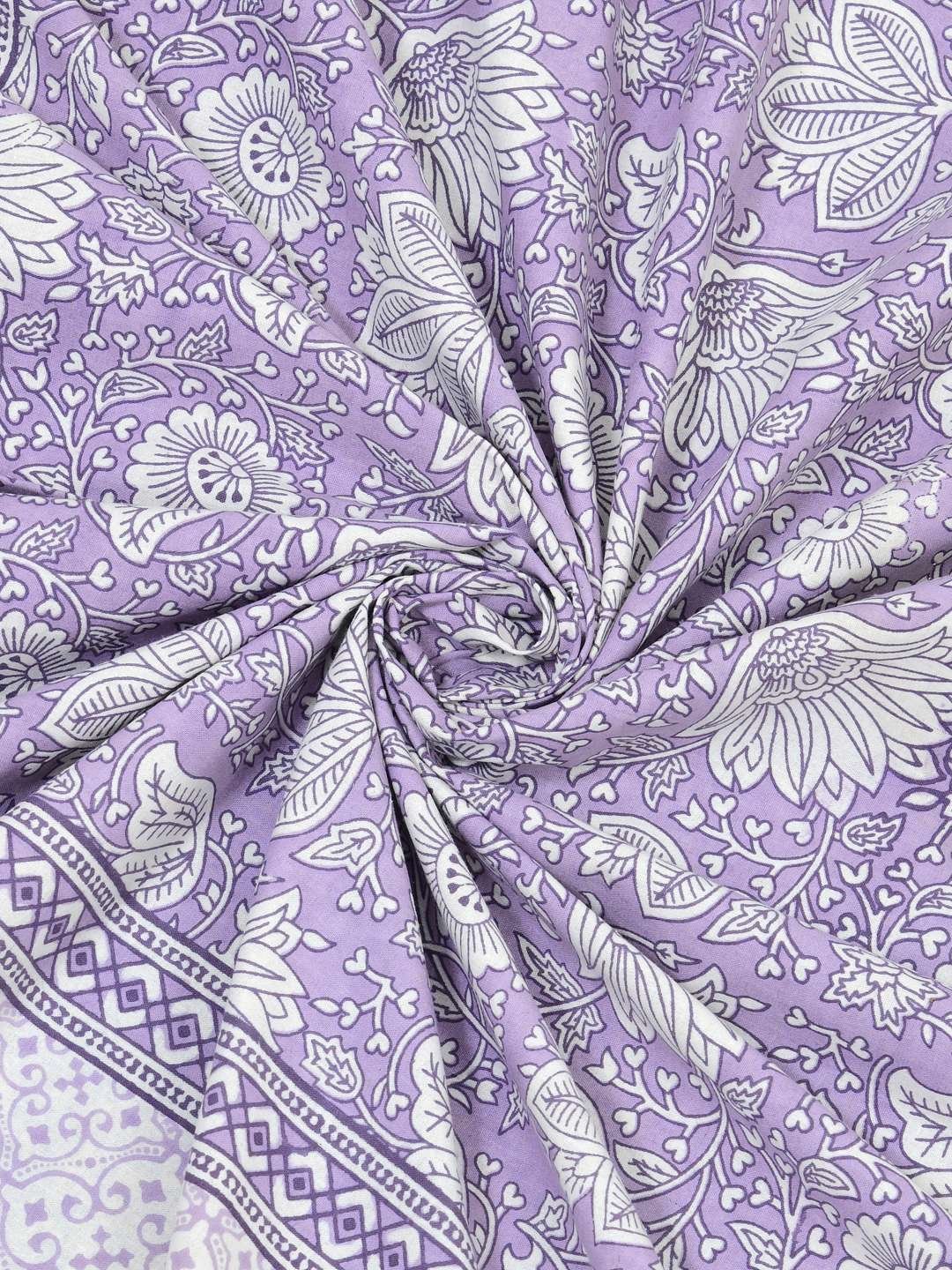 100% Pure Cotton Traditional Printed Bedsheet for Double Bed King Size Bedsheet with 2 Pillow Covers