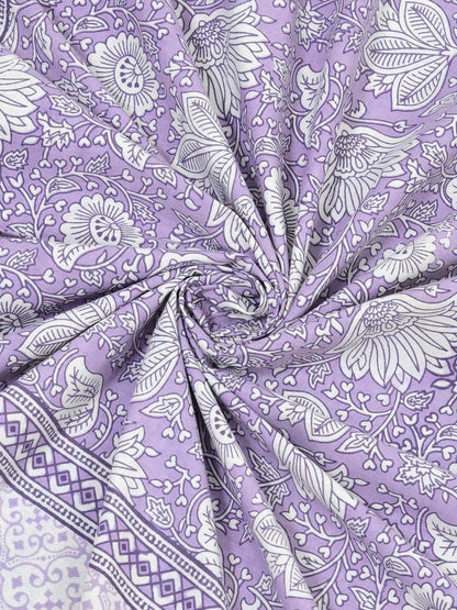 100% Pure Cotton Traditional Printed Bedsheet for Double Bed King Size Bedsheet with 2 Pillow Covers