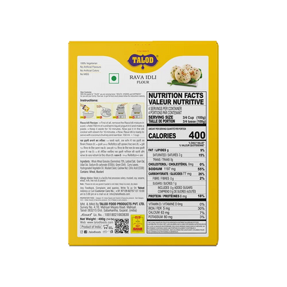 Rava Idli Instant Mix Flour – Healthy & Tasty, Makes 400g