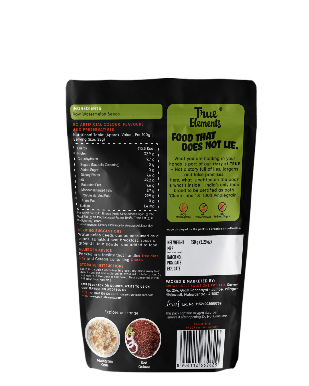 Raw Watermelon Seeds 250g - High in Protein (32.9g Protein)