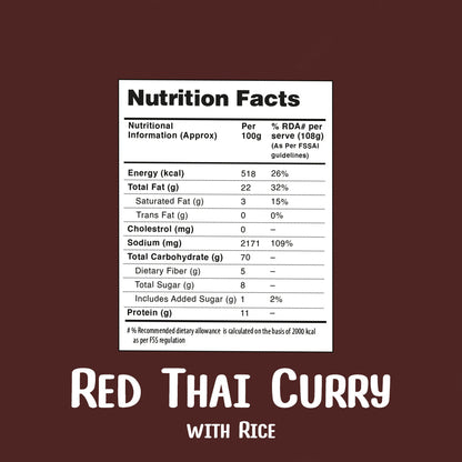 Red Thai Curry Rice, 108g - Ready to Eat | Instant Food | No Added Preservatives