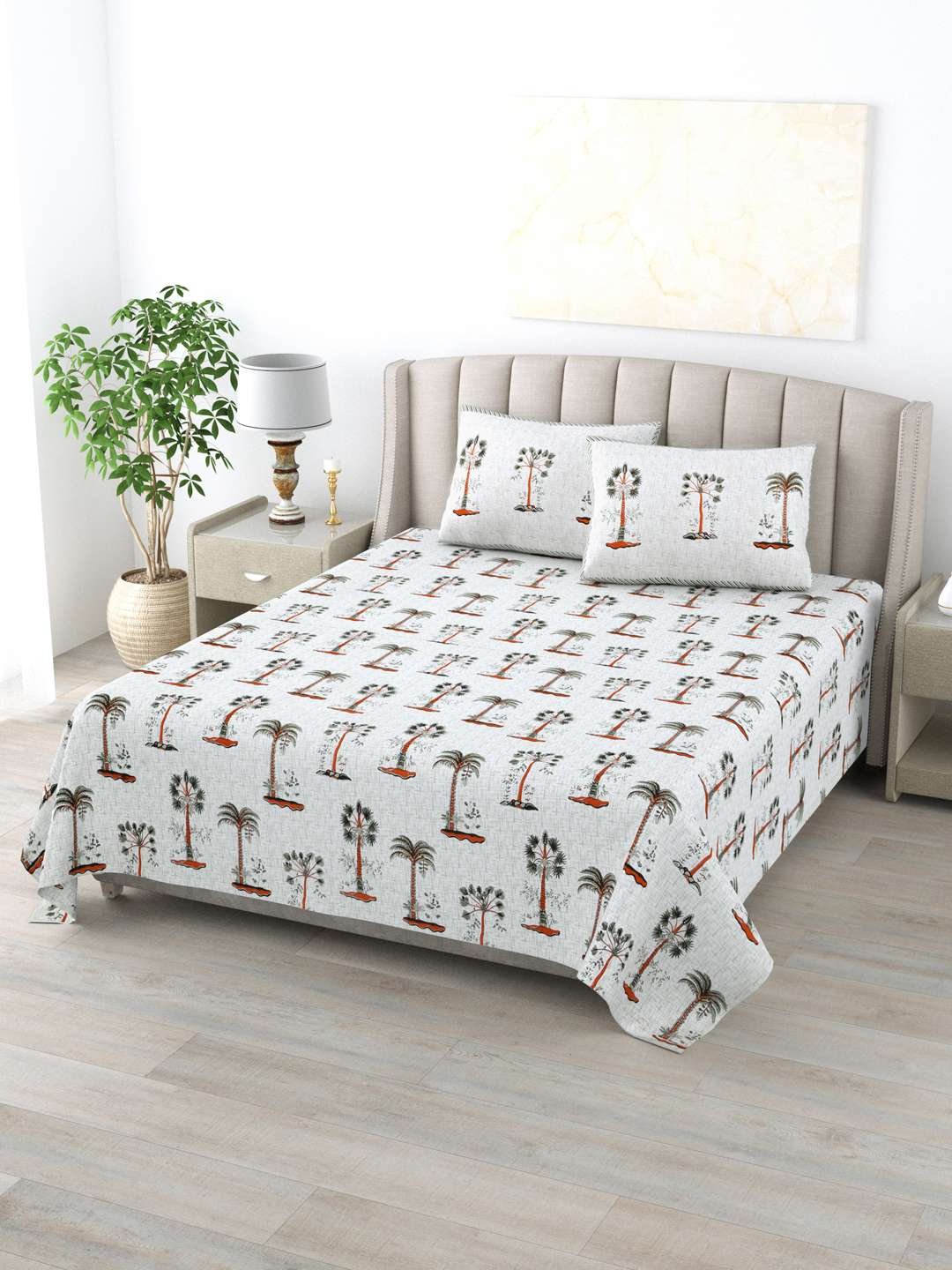 100% Pure Cotton Traditional Printed Bedsheet for Double Bed King Size Bedsheet with 2 Pillow Covers