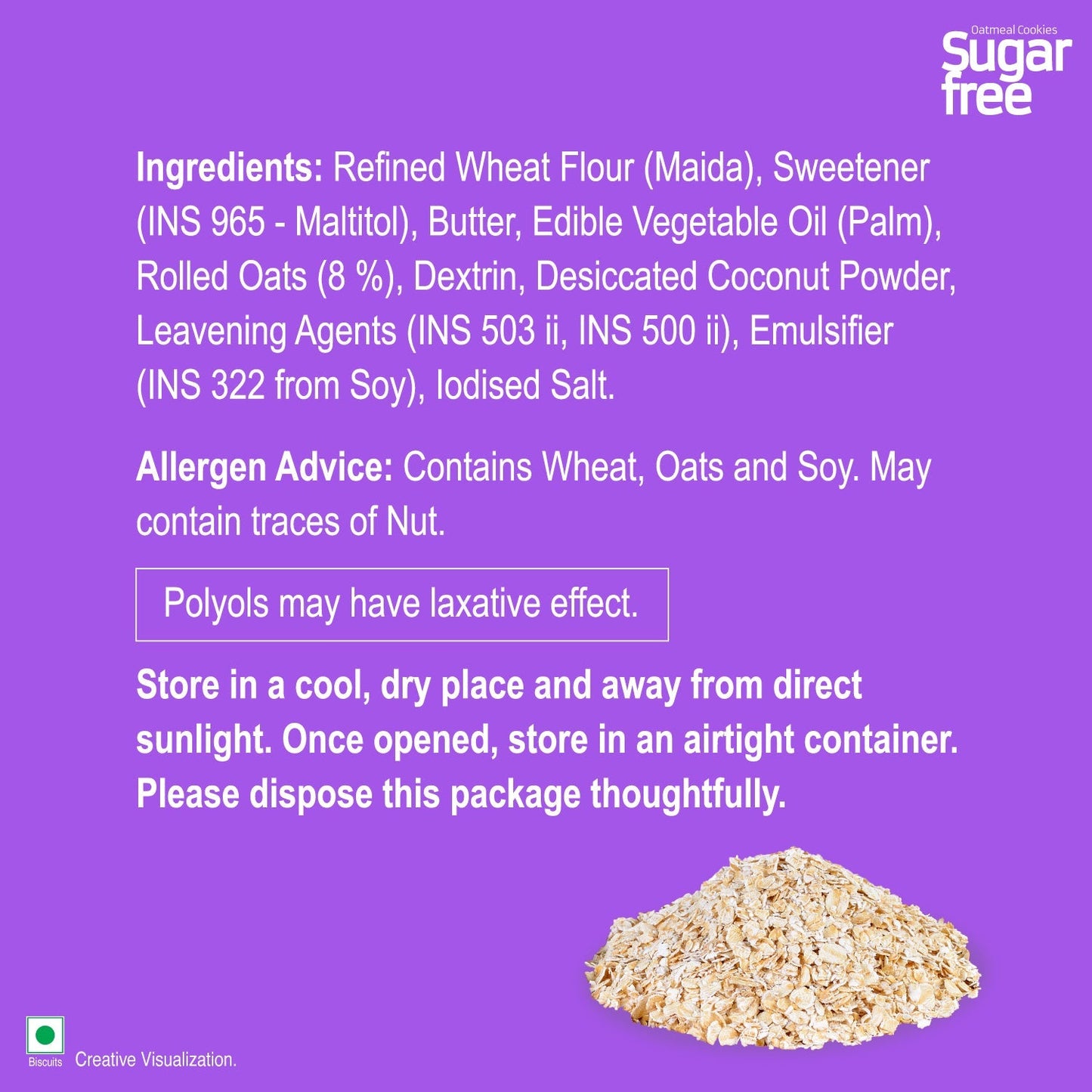UNIBIC : Sugar Free Oatmeal Cookies, 75g