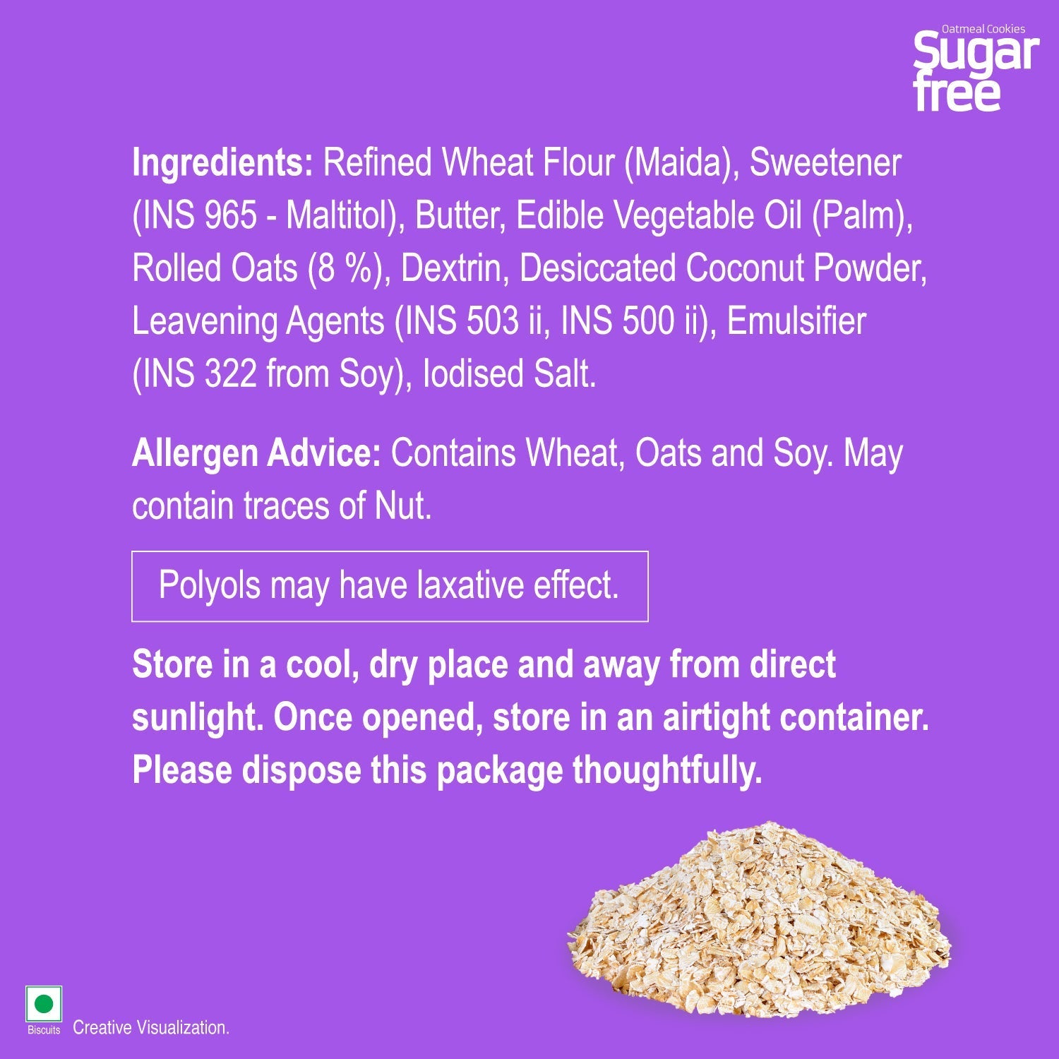 UNIBIC : Sugar Free Oatmeal Cookies, 75g