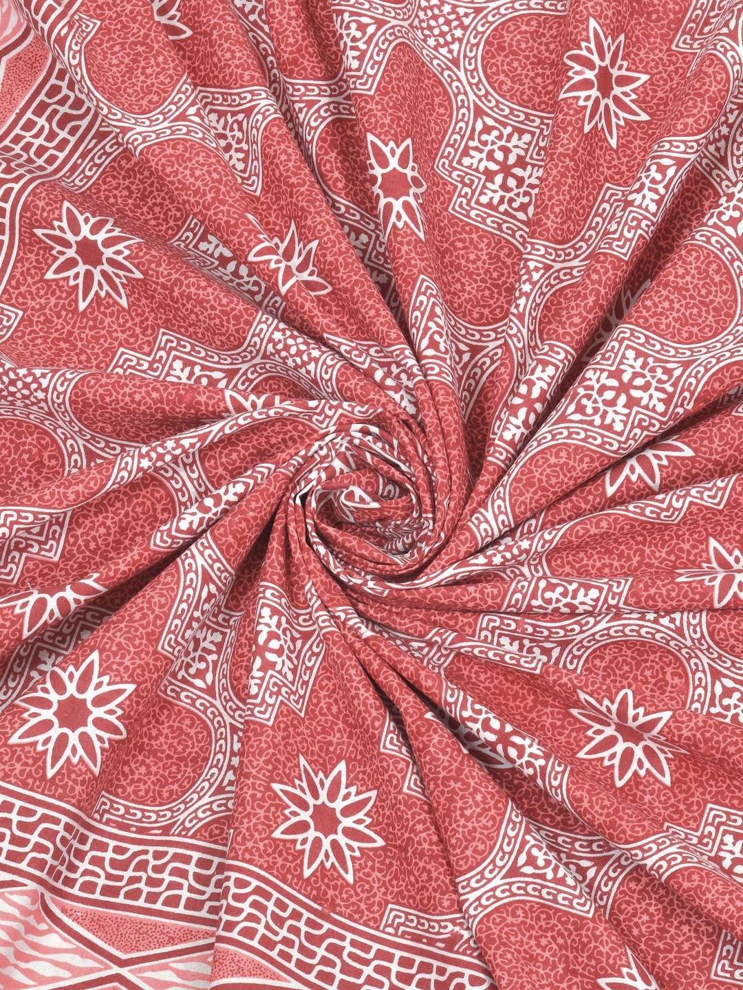 100% Pure Cotton Traditional Printed Bedsheet for Double Bed King Size Bedsheet with 2 Pillow Covers