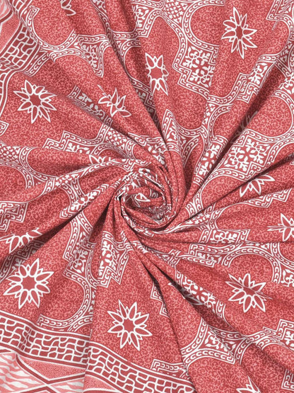 100% Pure Cotton Traditional Printed Bedsheet for Double Bed King Size Bedsheet with 2 Pillow Covers