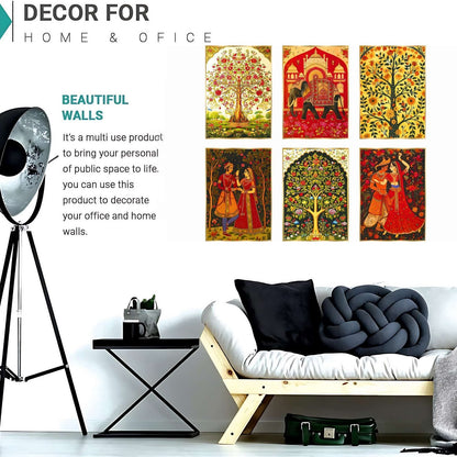 Set of Six Wall Paintings for Wall Dacoration Golden Framed Wall Paintings for Living Room & Bedroom Wall Art for Home Decoration & Office Wall Décor (17×13 inch CH-GD6-10)