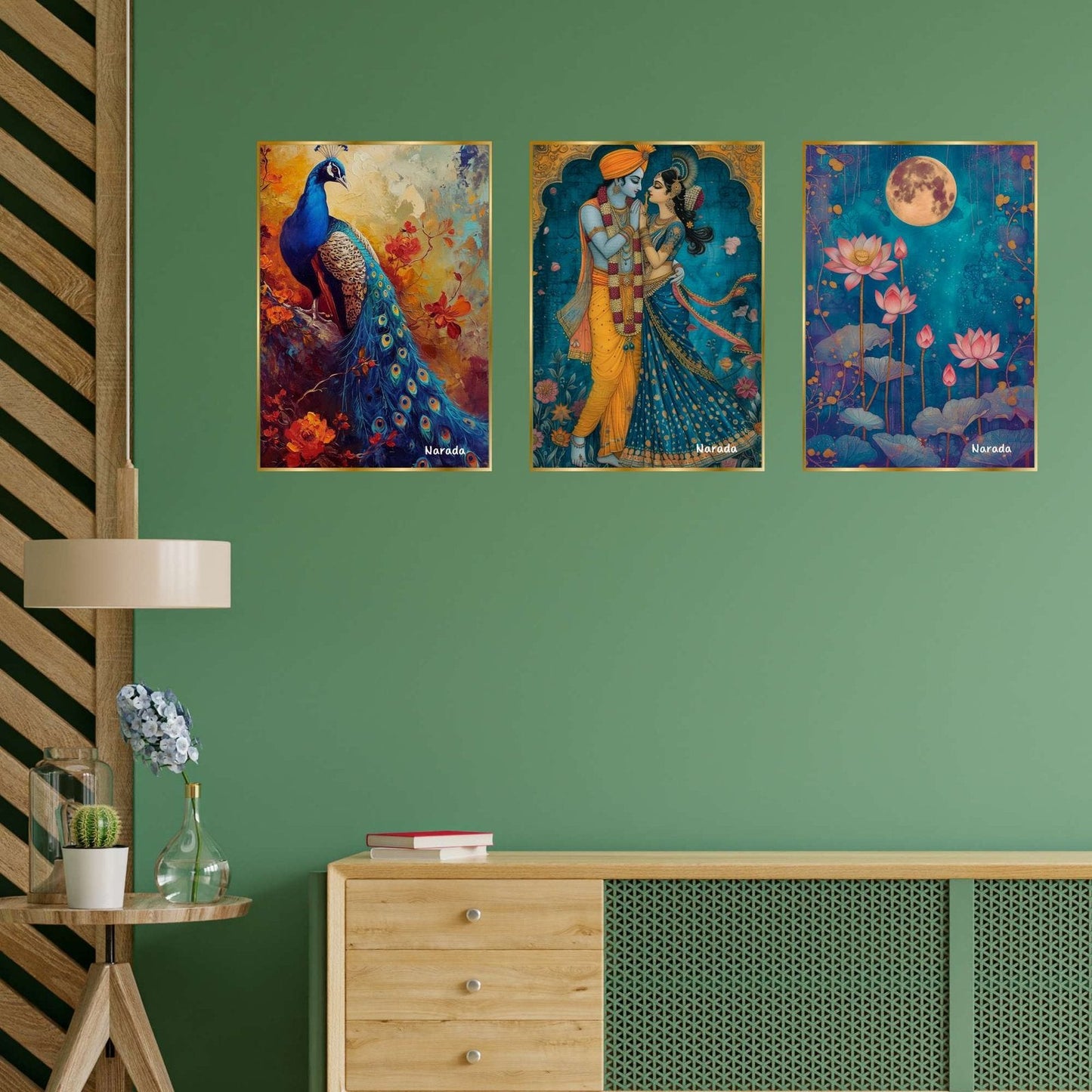 Set of Three Wall Paintings for Wall Dacoration Golden Framed Wall Paintings for Living Room &amp; Bedroom Wall Art for Home Decoration &amp; Office Wall Décor (18×12 inch CH-GD3-12)