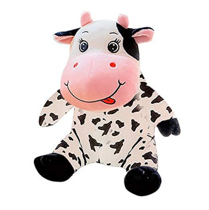 Tickles Sitting Cow Animal Soft Stuffed Plush Toy Color Black & White 25 cm