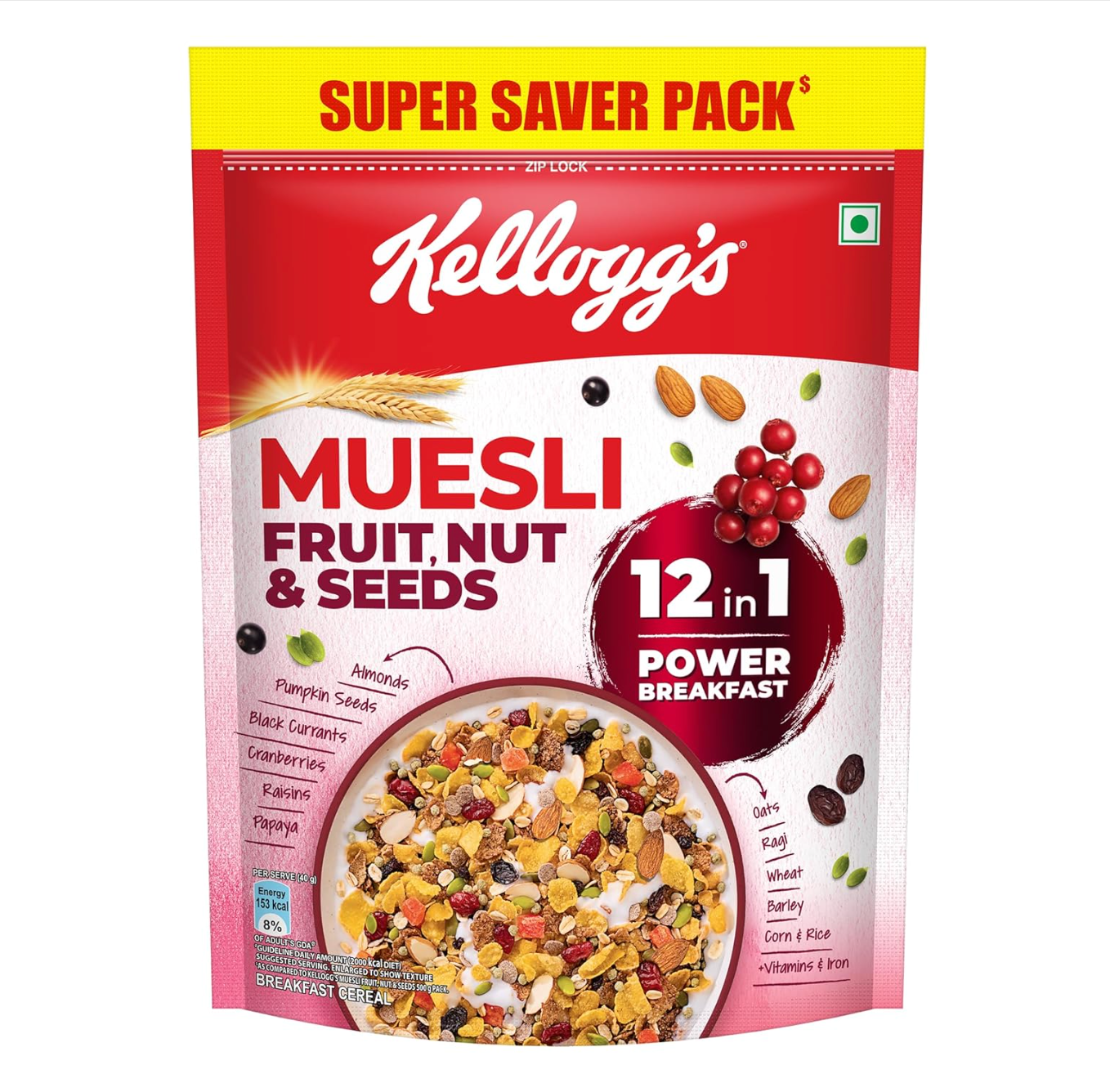 Kellogg's Muesli Fruit Nut & Seeds - 750 gms