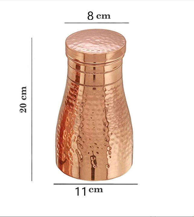 KC Pure Copper Designer Copper Water Bottle Carafes with Tumbler/Glass with Lid - 1250 ML