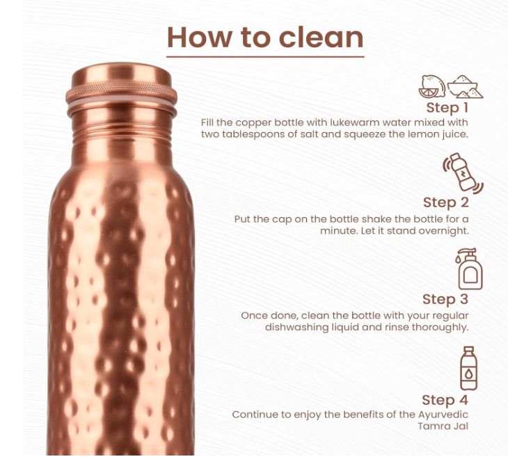 KC Pure Copper Designer Water Bottle With Leak Proof Protection - 1000ml