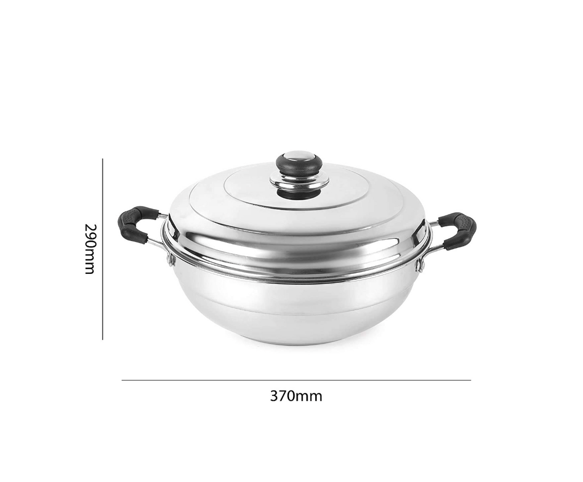 WayMore Triply Multi Kadai Steamer with Induction & GasTop Compatible 5 Plate 2 Idli | 2 Dhokla | 1 Patra | Momo's | 28.5 cm