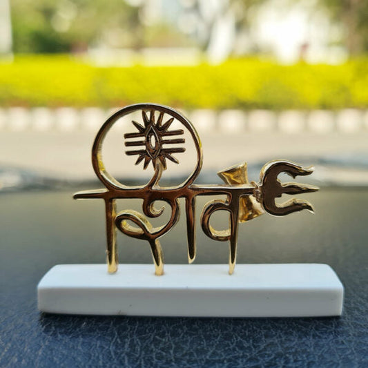Svastika Shiva Gold Plated Car Dashboard Statue Idol