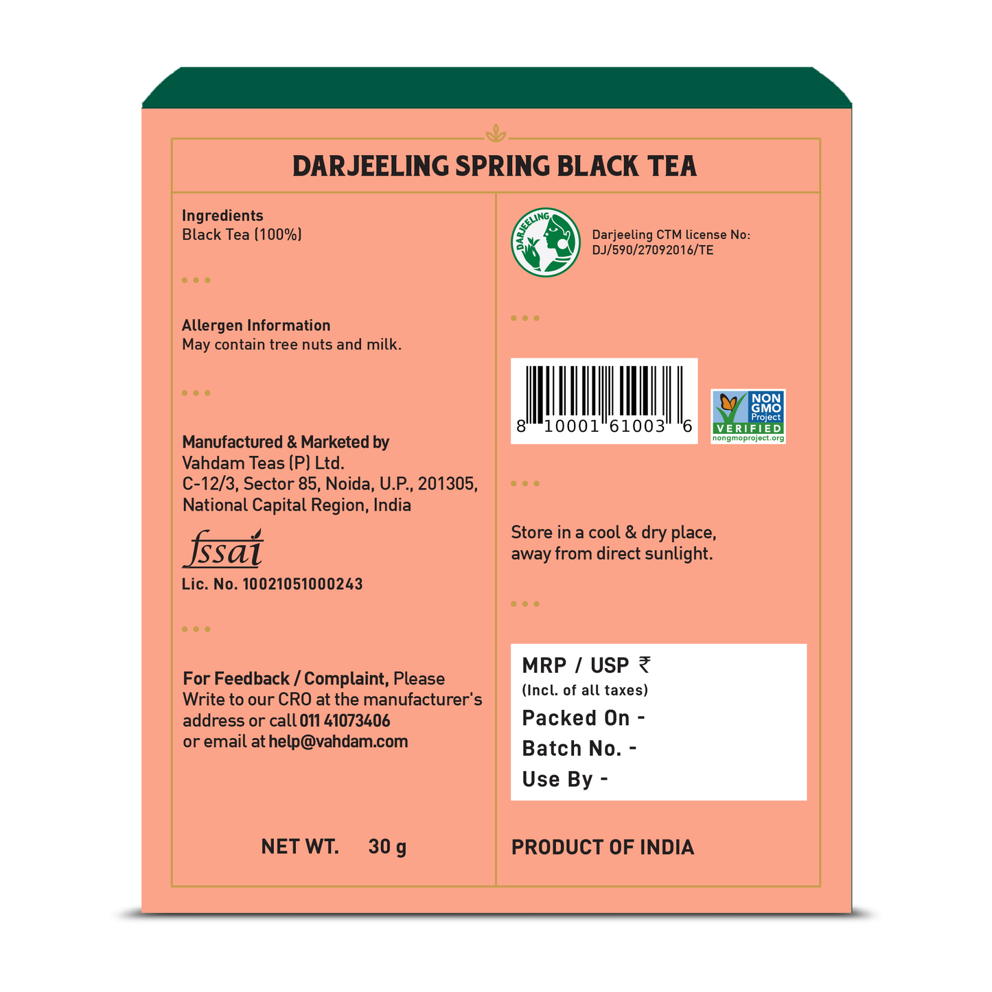 Darjeeling First Flush Black Tea, 15 Count
