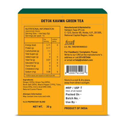 Detox Kahwa Green Tea, 15 Count